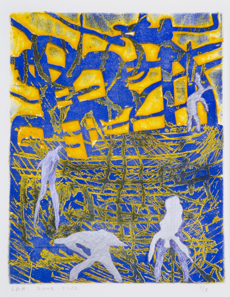 Zonder titel, 2012 (aquatint monoprint en collage, 52 x 42 cm)