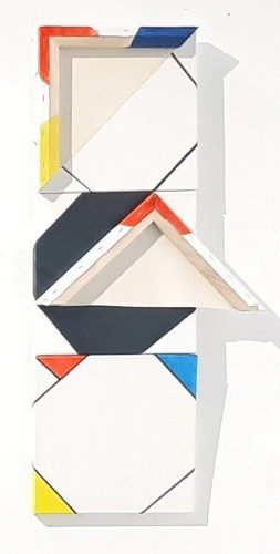 Hommage aan Mondriaan, 2017 (acryl + collage / doek, 90 x 45 cm)