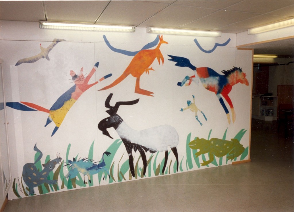 muurschildering Dierenkliniek, Finland, 1993 (acryl)