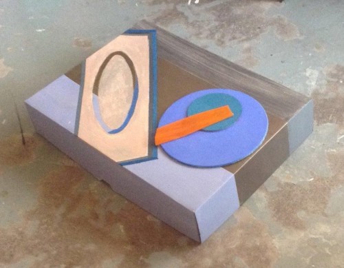 Object-1 (karton-acryl-collage) 34 x 45 x 7 cm - ellips